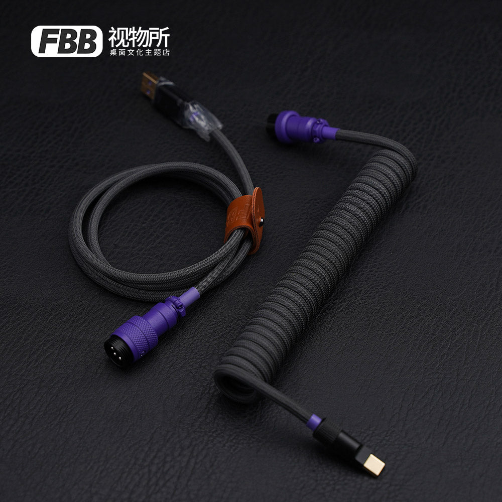 FBB Custom Coiled Aviator USB Cable Black Purple