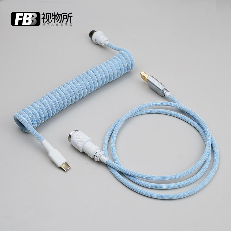 FBB Custom Coiled Aviator USB Cable 'Macaron Blue'