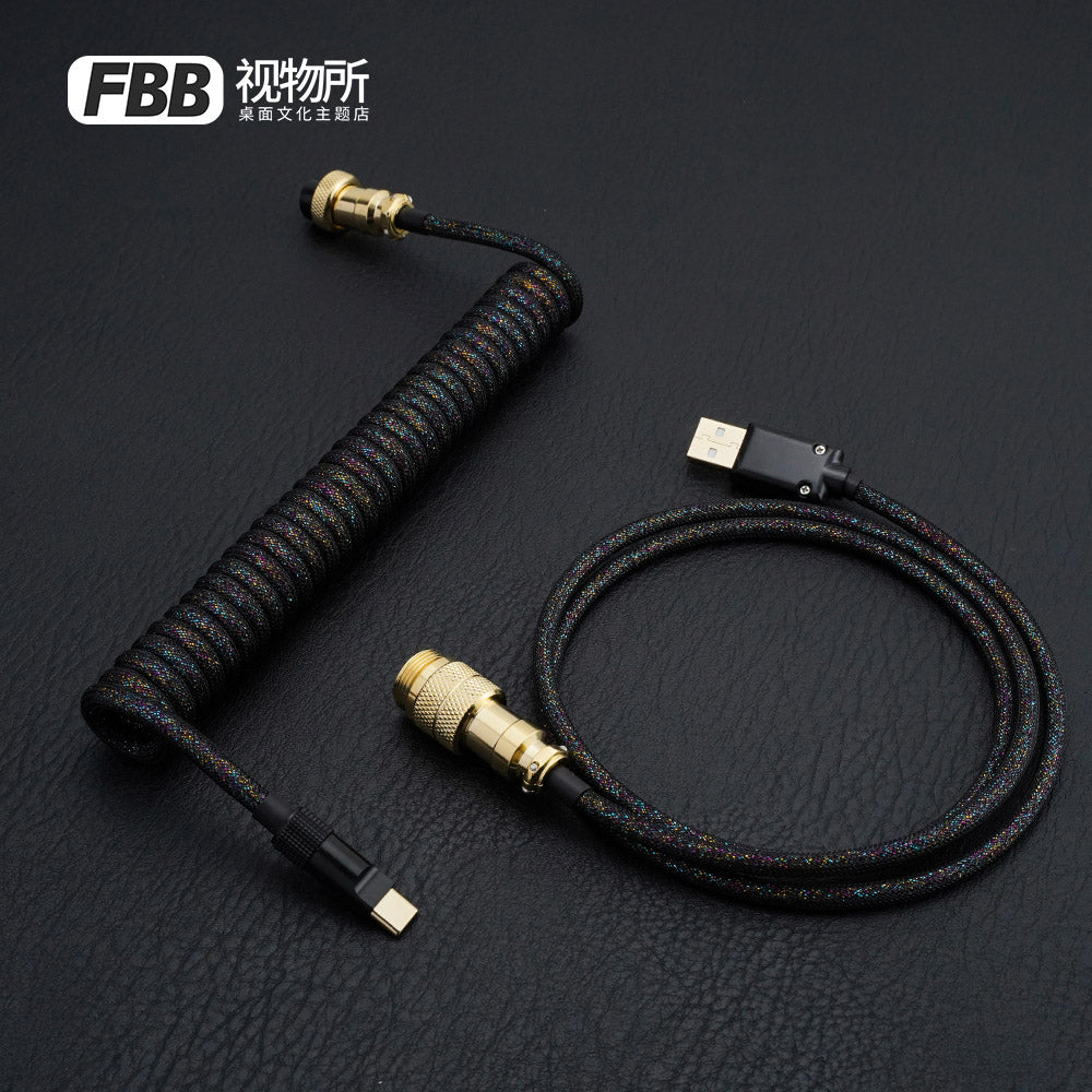 FBB Custom Coiled Aviator USB Cable 'Black Gold Circus'