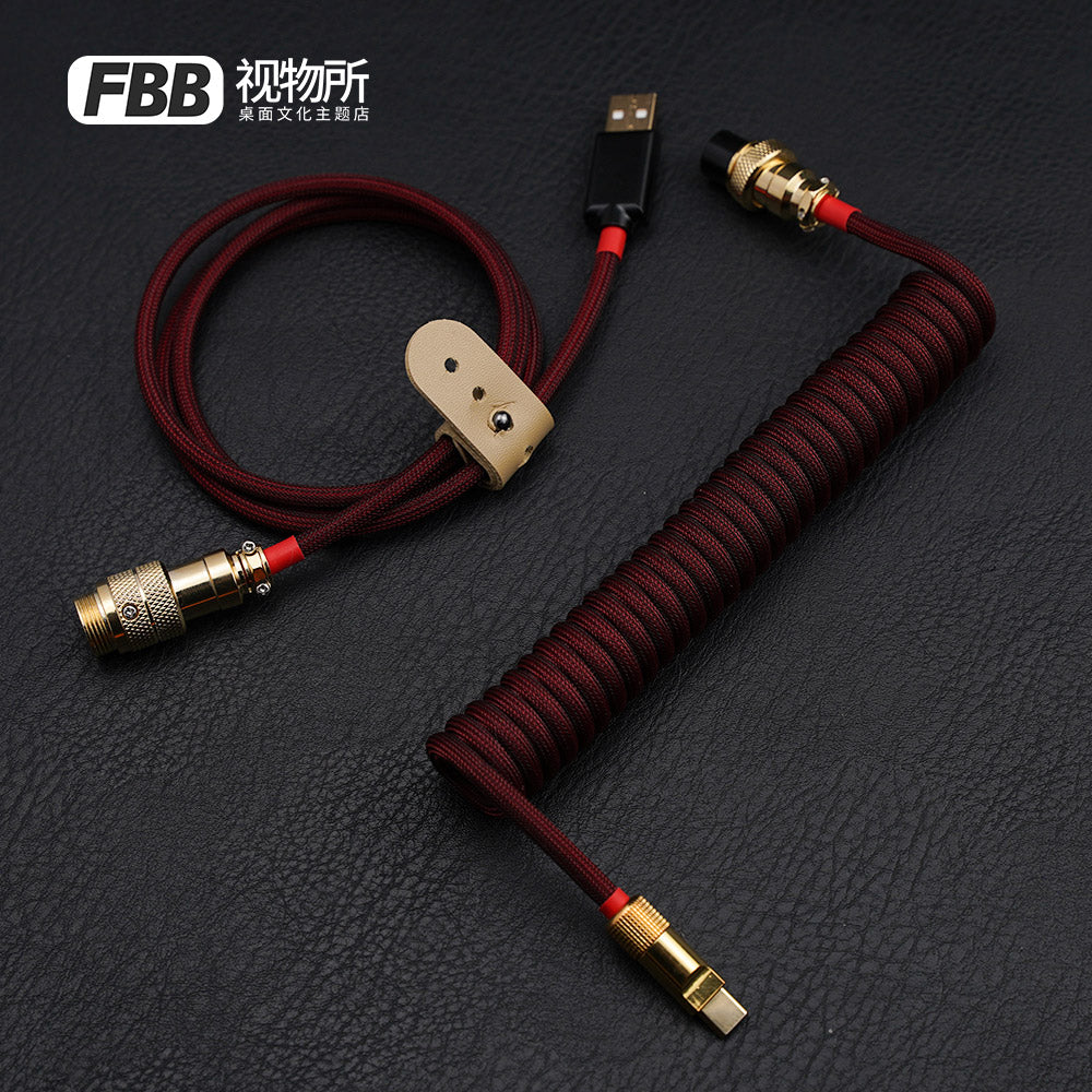 FBB Custom Coiled Aviator USB Cable 'PYGA Wine Red'