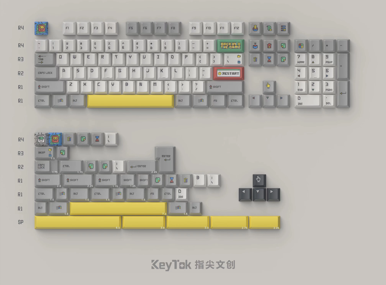 Keytok 'Back In The Game' Retro Keycaps Set