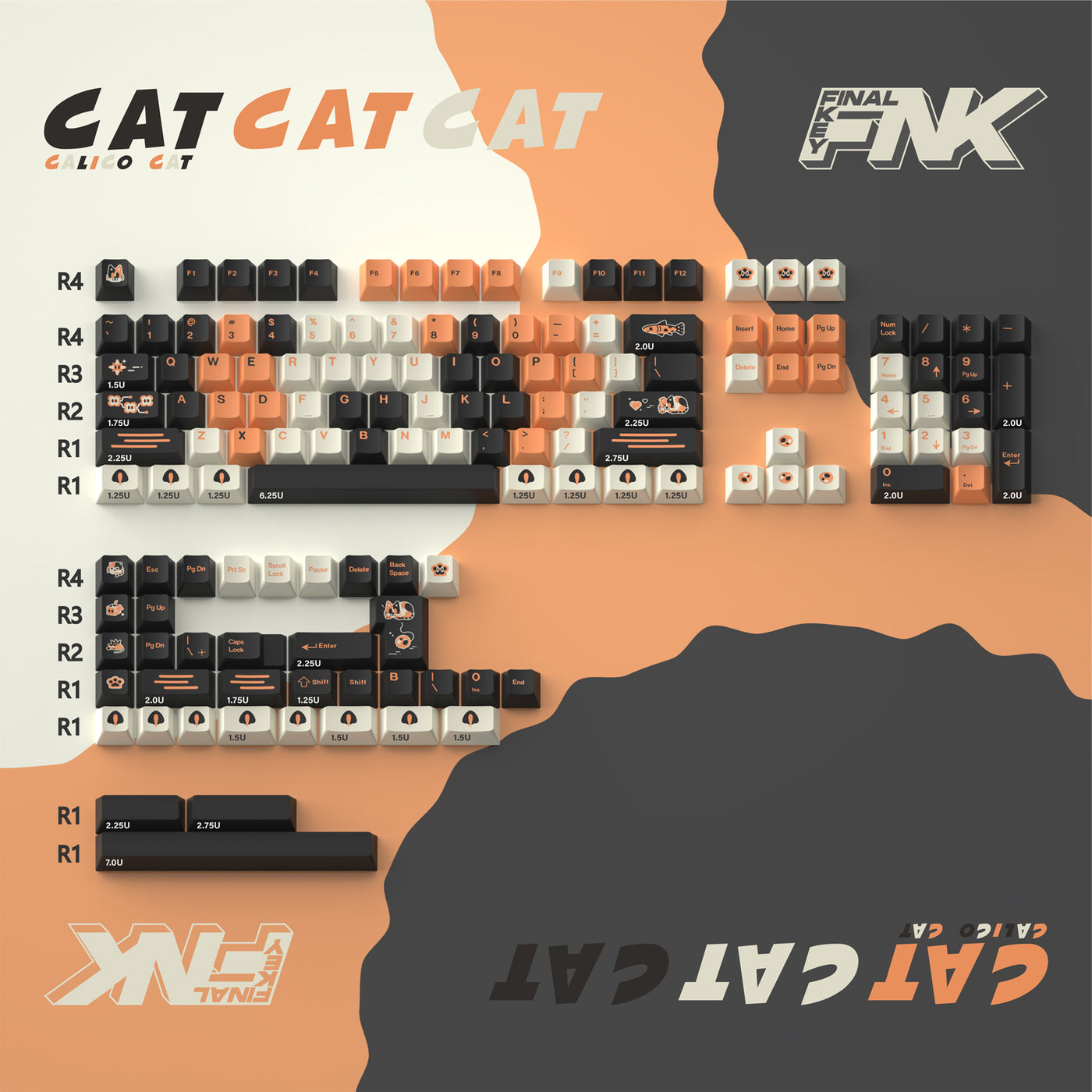 Finalkey Calico Cat Keycaps Set
