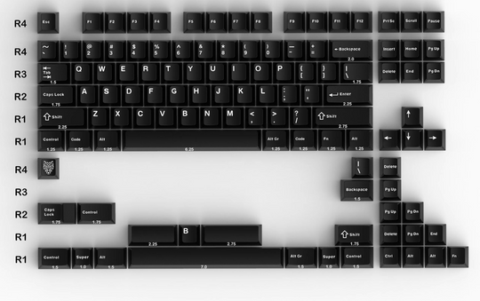 WOB White Over Black Keycaps Set