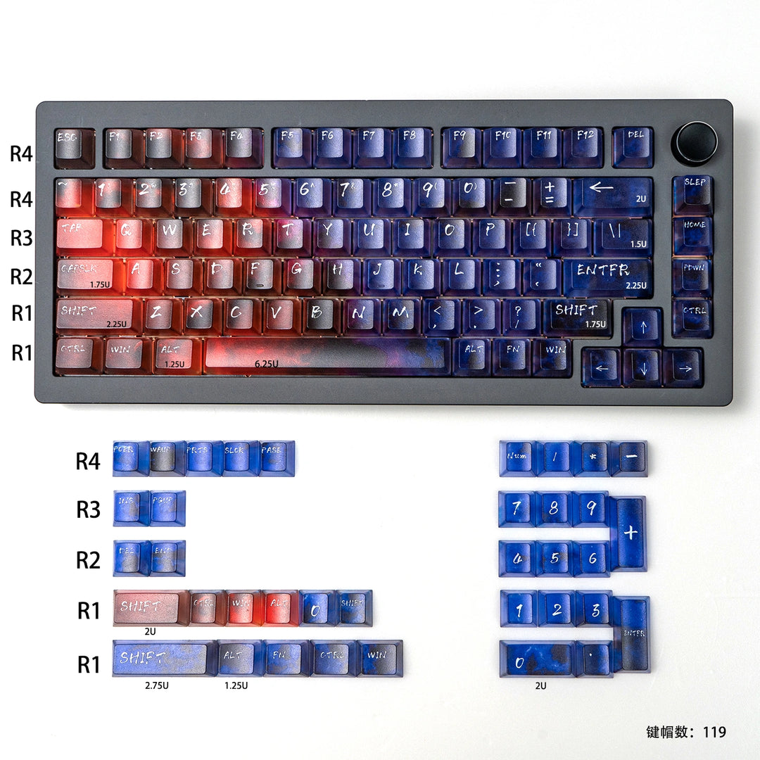 Neon Gradient Transparent Keycaps
