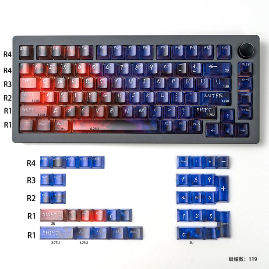 Neon Gradient Transparent Keycaps