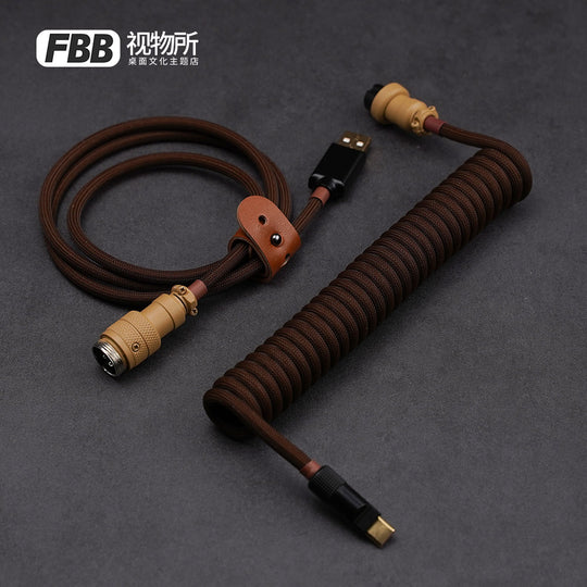 FBB Custom Coiled Aviator USB Cable 'Coffee'