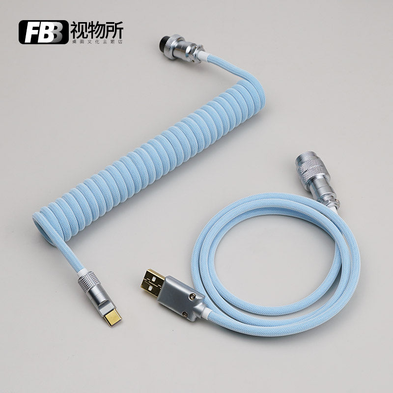 FBB Custom Coiled Aviator USB Cable 'Macaron Blue'