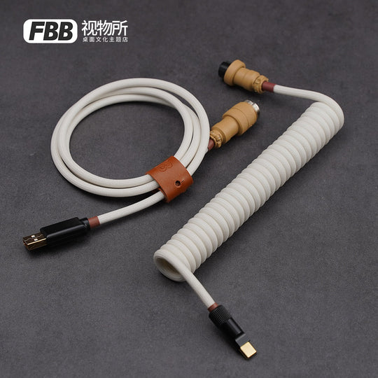 FBB Custom Coiled Aviator USB Cable 'Coffee'