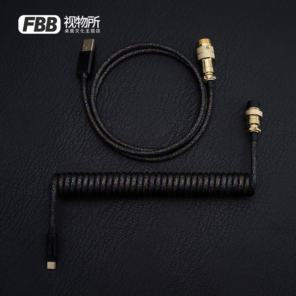 FBB Custom Coiled Aviator USB Cable 'Black Gold Circus'