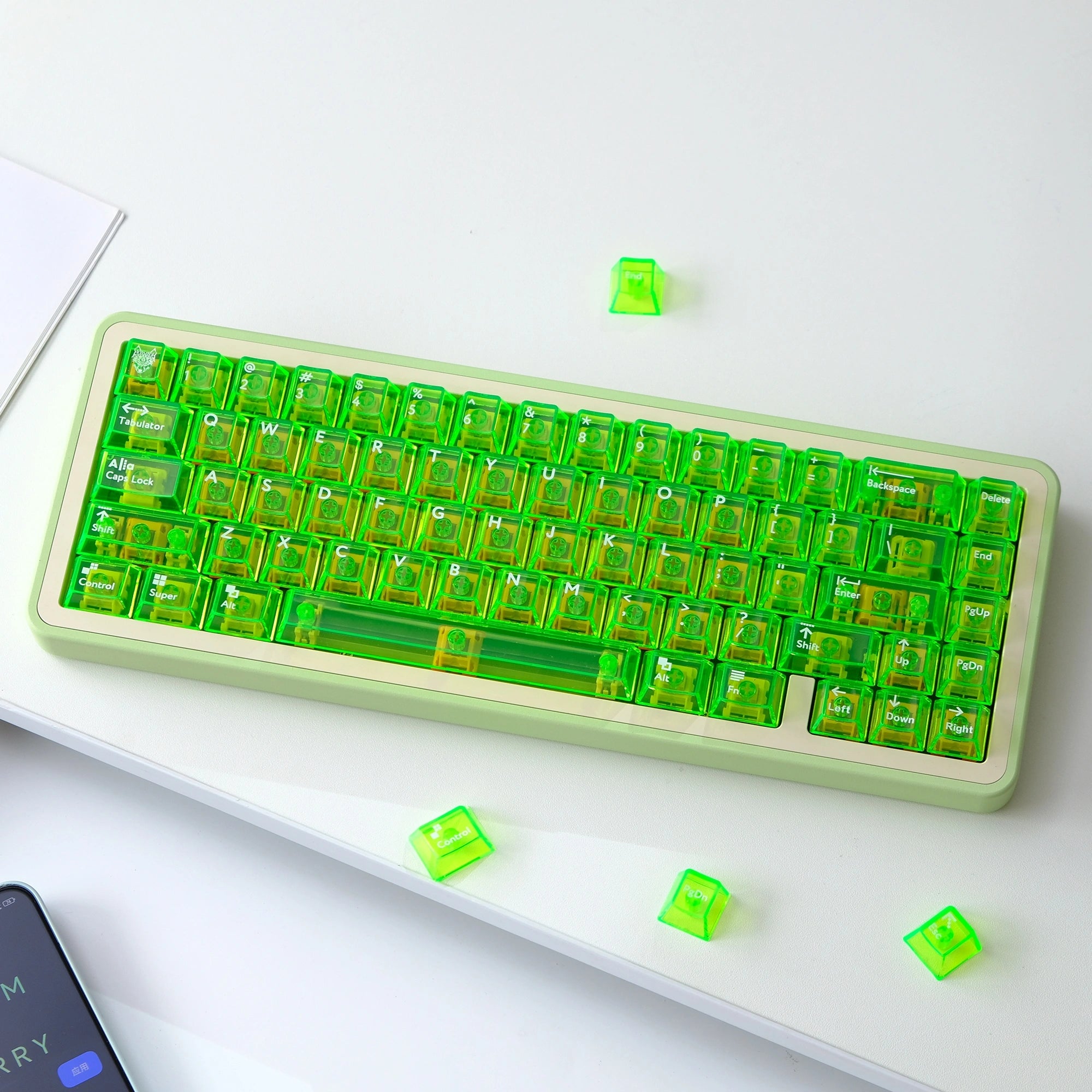 Fluorescent Green Transparent Keycaps Set - Finalkey