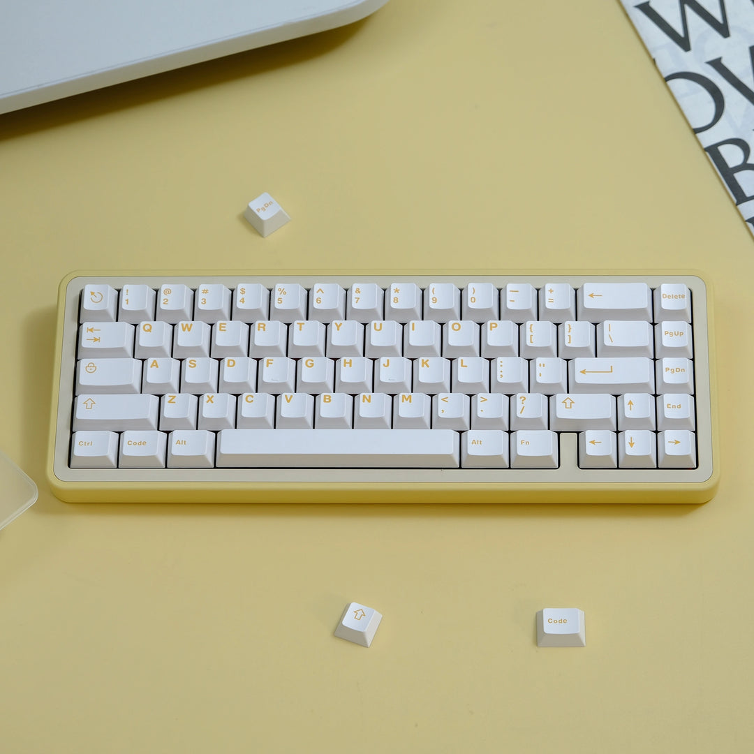 Yellow On White Keycaps Set