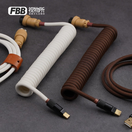 FBB Custom Coiled Aviator USB Cable 'Coffee'