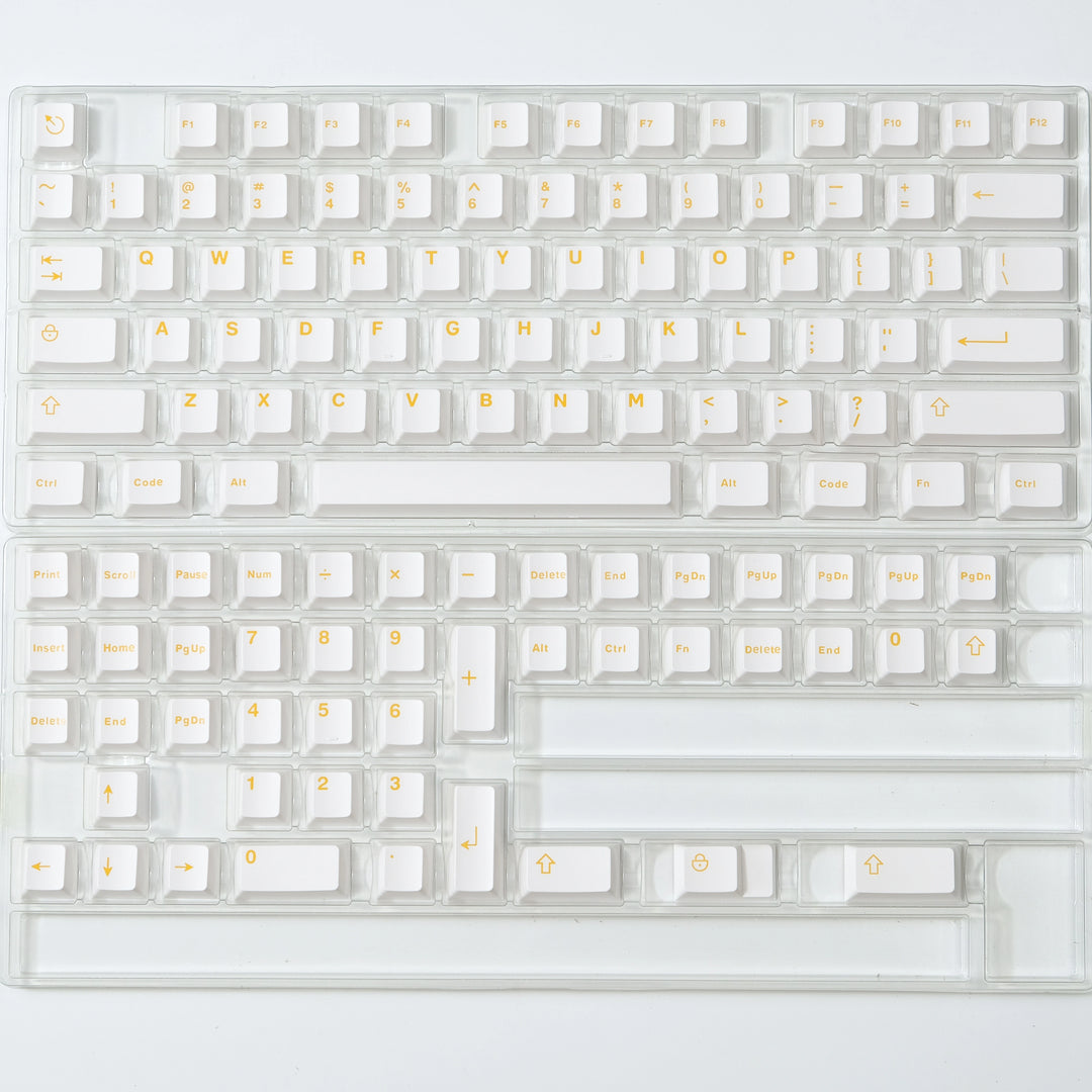 Yellow On White Keycaps Set