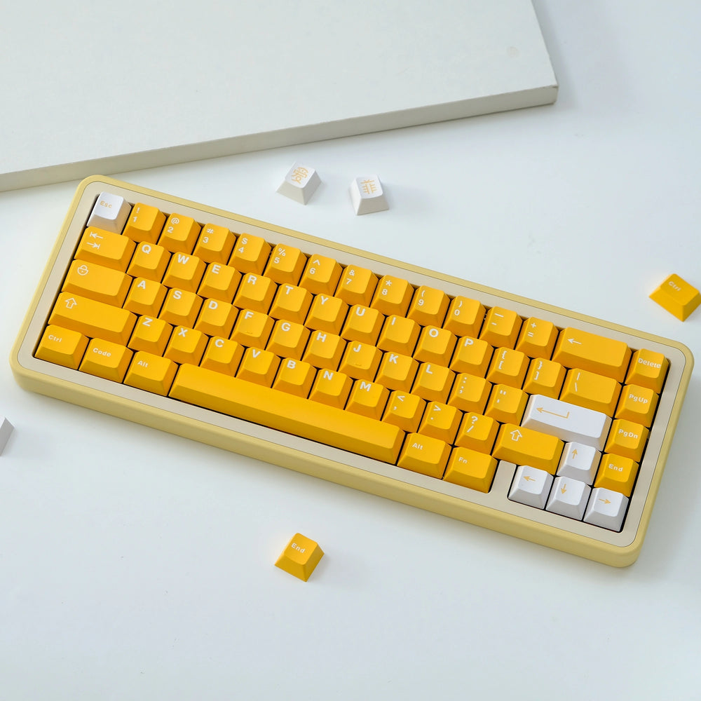 Yellow White Keycaps Set