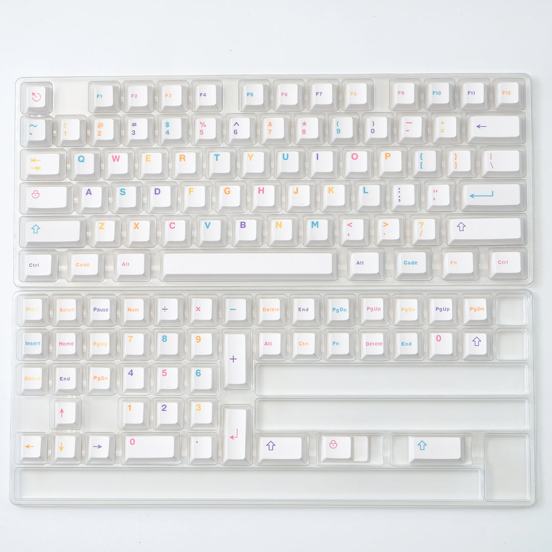 Colorful White Keycaps Set