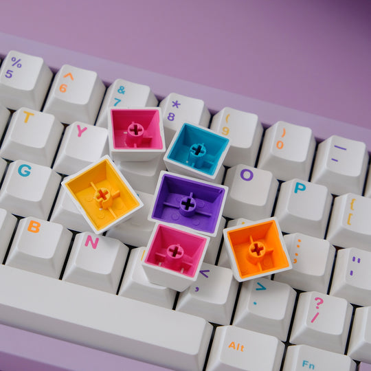 Colorful White Keycaps Set