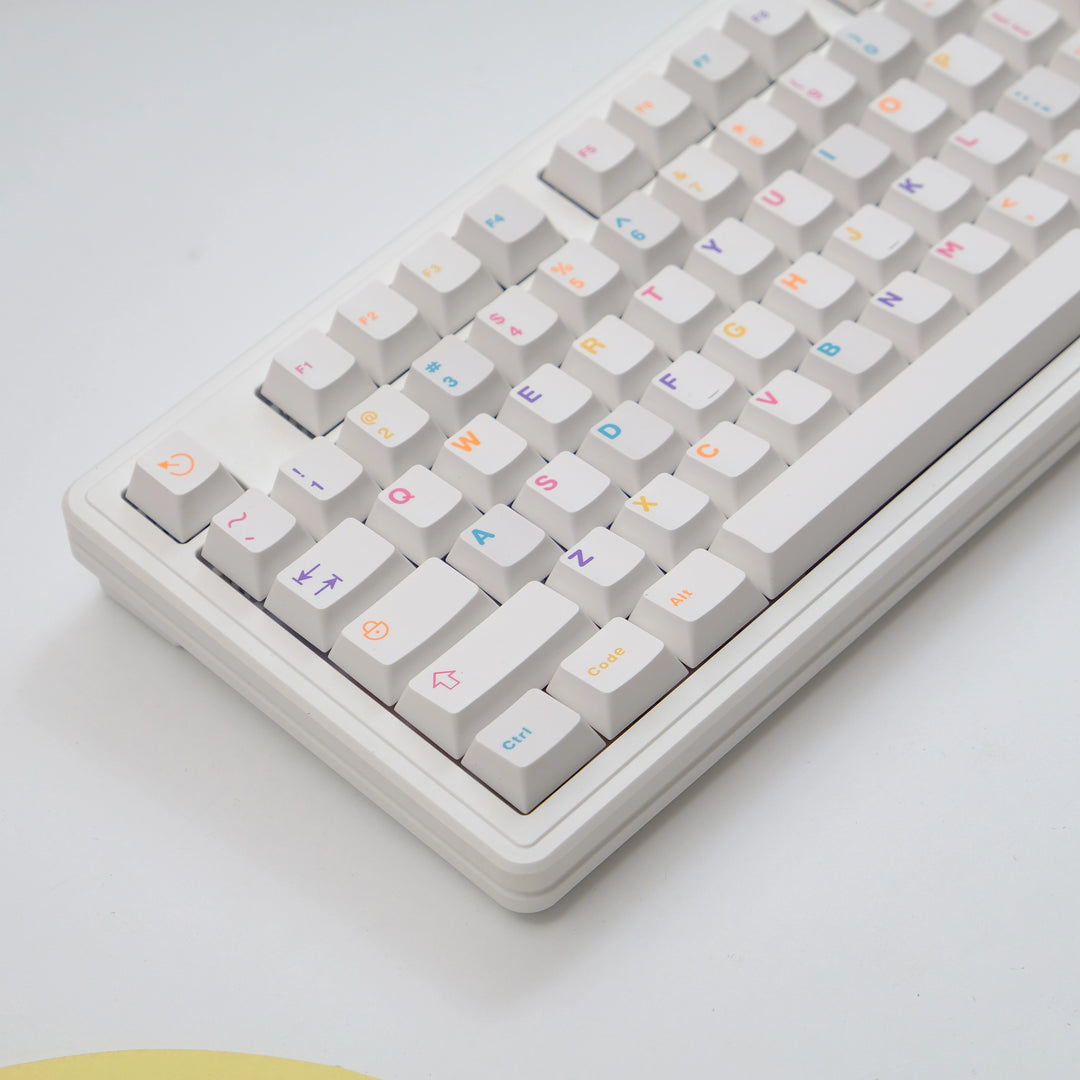 Colorful White Keycaps Set