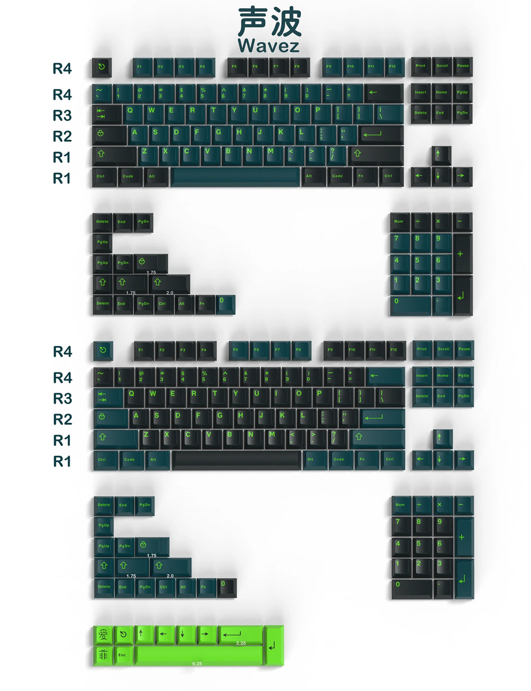 Wave Keycaps Set