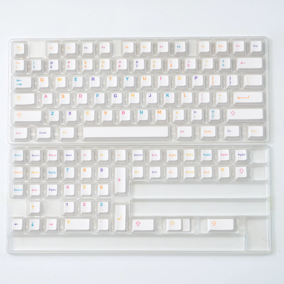 Colorful White Keycaps Set