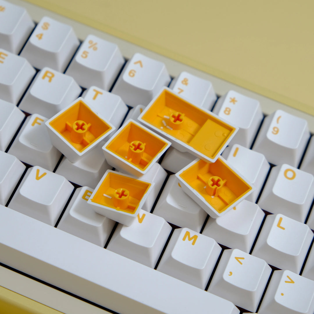 Yellow On White Keycaps Set