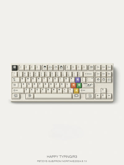 happy-typing-keycaps-showcase-on-white-87-keys-TKL-keyboard-1