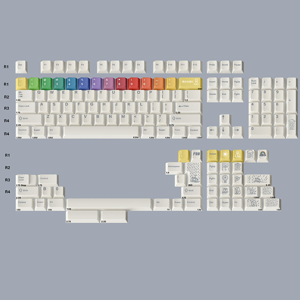 white_rainbow_keycaps_set